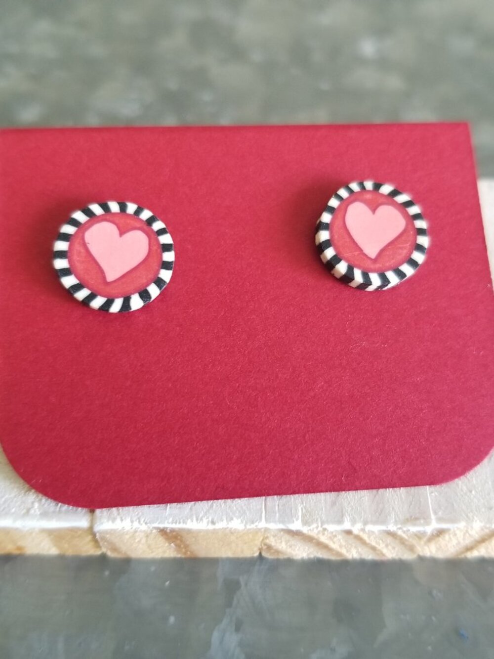 Miniature Heart Earrings Post Stud handcrafted Polymer Clay